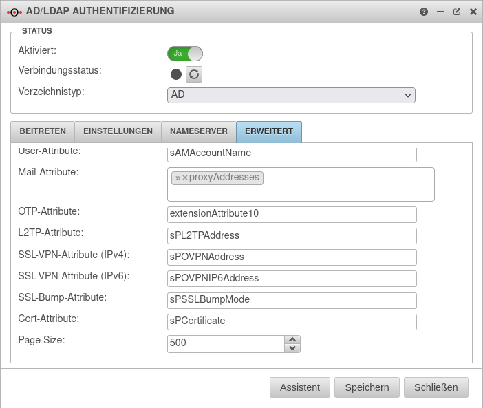 Datei:UTM v12.3.4 Auth AD-LDAP Erweitert OTP-Attribute.png