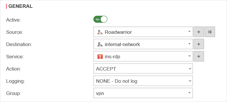 Datei:UTM v12.6 SSL-VPN VPN-Roadwarrior-Netmap Regel bearbeiten-en.png