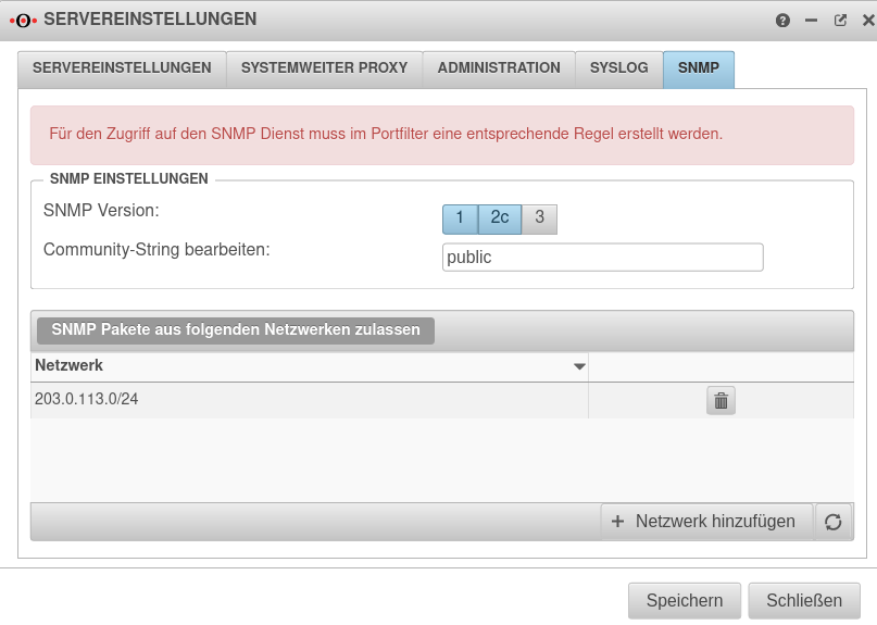 Datei:UTM v12.4 Netzwerk Servereinstellungen SNMP 1 und 2c.png