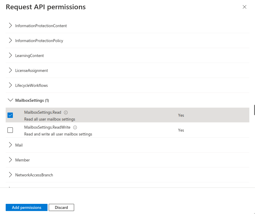 UMA v3.3.1 Azure AD API Anwendungsberechtigung MailboxSettingsRead-en.png