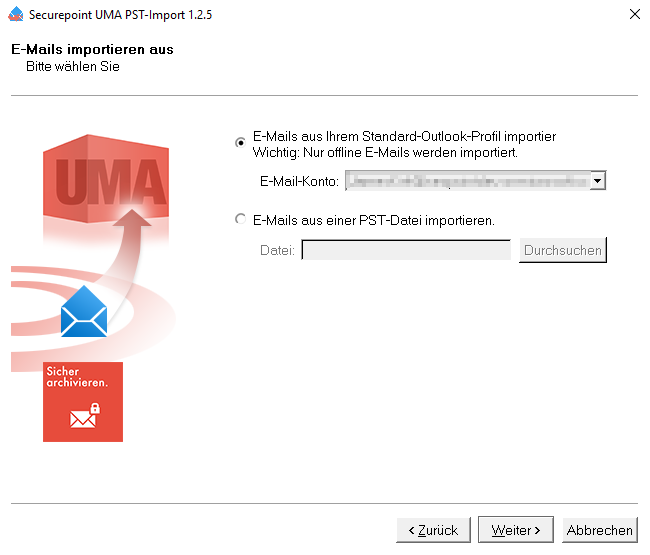 Datei:UMAv3.3 PST-Import-Tool E-Mail-Import-Auswahl.png