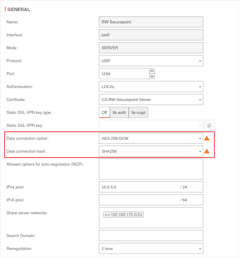Datei:UTM v14.1.5 SSL-VPN Roadwarrior SSL-VPN bearbeiten AES-en.png