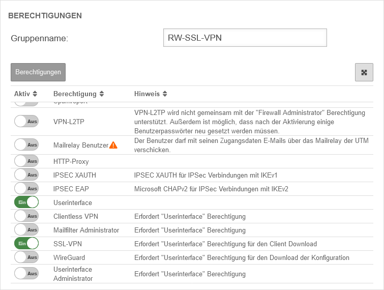 Datei:UTM v12.6 SSL-VPN Roadwarrior Gruppe hinzufuegen Berechtigung.png