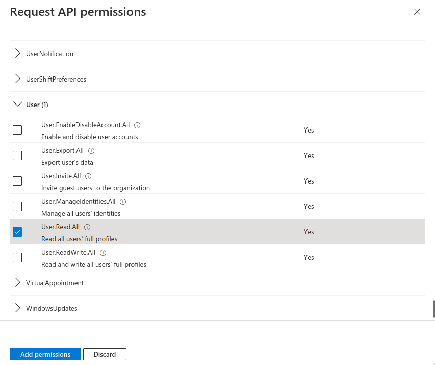 UMA v3.3.1 Azure AD API Anwendungsberechtigung UserReadAll-en.png