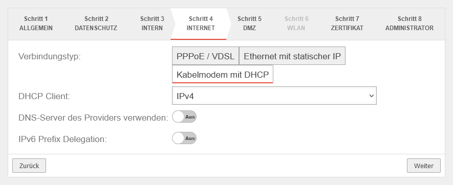 UTM v12.6 Installationsassistent Schritt 4 Kabelmodem DHCP.png